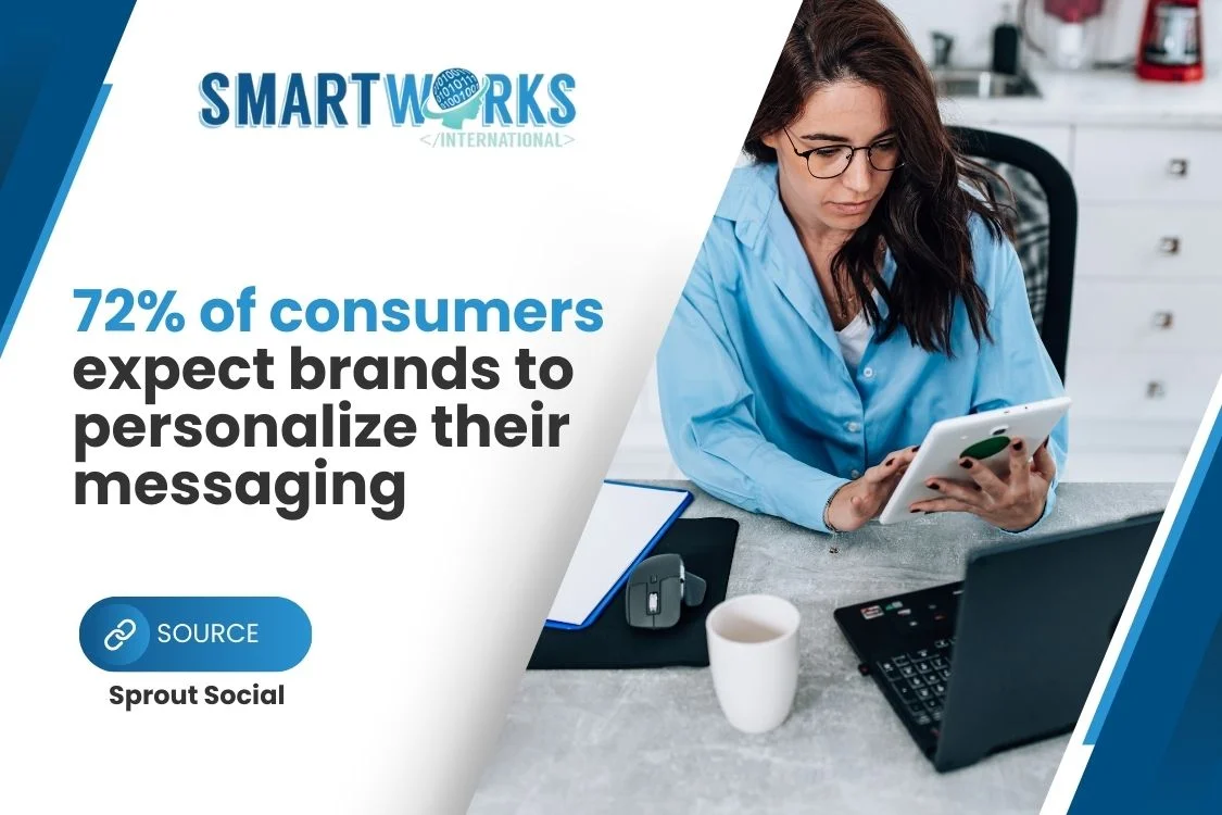 Smartworks – Blog Image for February A woman sitting on a chair, wearing a glasses, and holding a white tablet device with a laptop and a mug on the table.